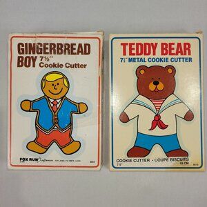 Gingerbread Boy & Teddy Bear Vintage 4.5" Metal Cookie Cutters